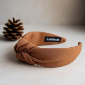 Handmade Knotted Fabric Headband For Women – Tan Padded Twist Style